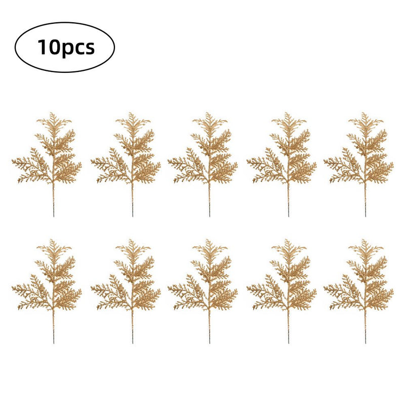 Jirongben 10Pcs New Simulation Plant Pine Branches and Leaves Christmas Decoration Supplies Christmas Tree Accessories,Gold Home & Garden > Decor > Seasonal & Holiday Decorations& Garden > Decor > Seasonal & Holiday Decorations JiRongBen Gold  