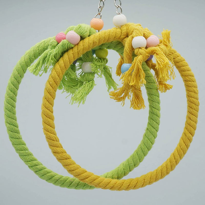 BEDEN Parrot Cage Bird with Rope Perch Bird Toys Swing Comfy Perch Parrot Stand for Lovebirds Finch Canaries (Color : Yellow, Size : 23Cm) Animals & Pet Supplies > Pet Supplies > Bird Supplies BEDEN   