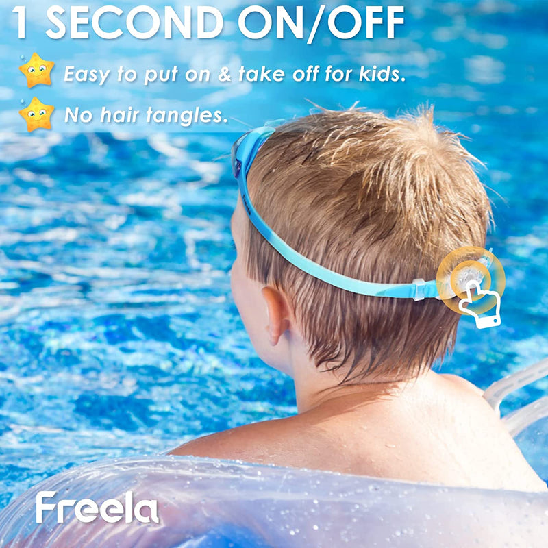 Freela Kids Goggles, 2 Pack Kids Swim Goggles (3-12), anti Fog UV Protection Swimming Goggles for Toddler Kids Boys Girls