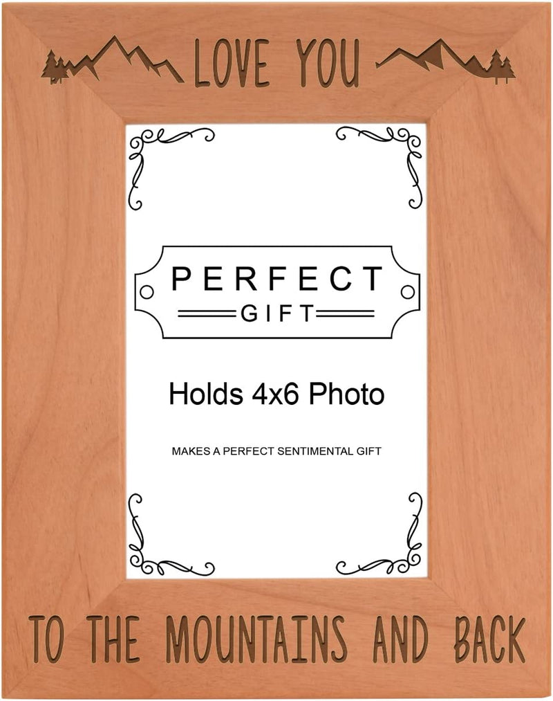 Mountain Photo Frame Love You to the Mountains Back Wood Engraved 5X7 Landscape Picture Frame Home & Garden > Decor > Picture Frames ThisWear 4x6 Portrait  