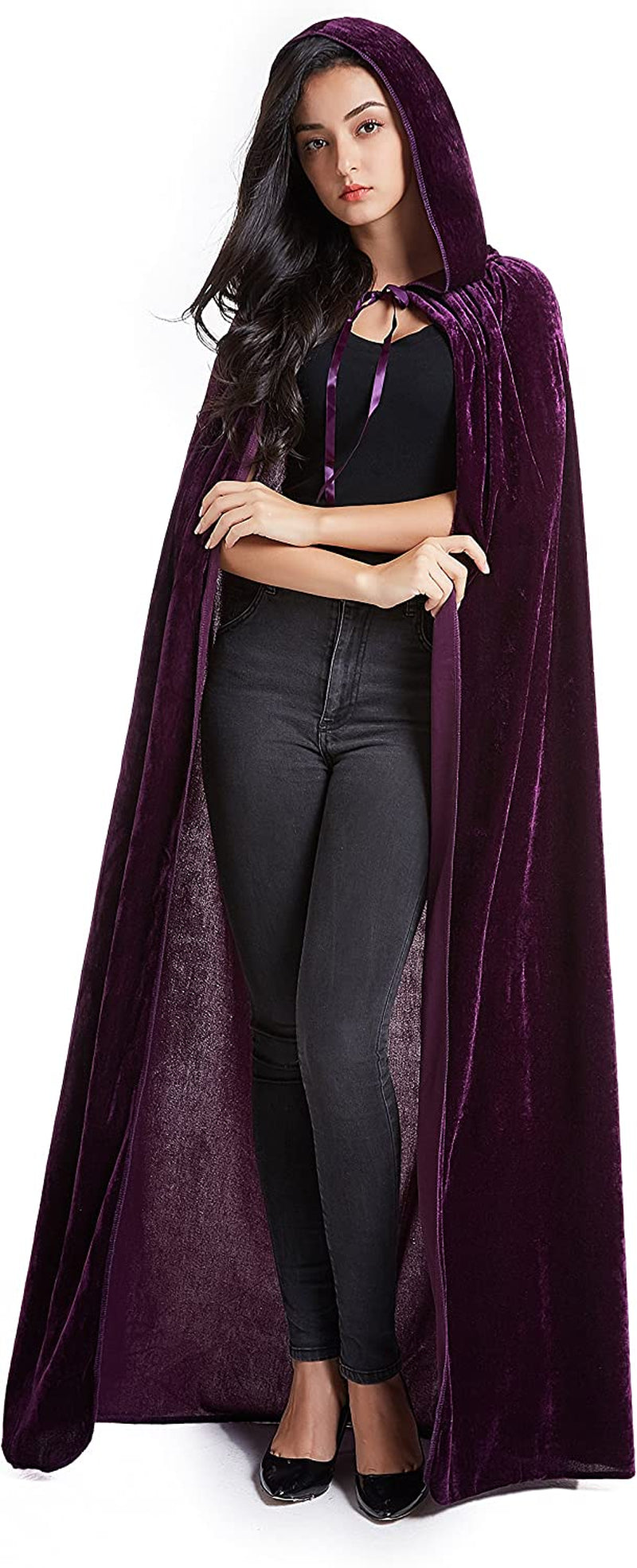 Crizcape Unisex Halloween Costume Cape Hooded Velvet Cloak for Men and Womens  Crizcape Purple Medium 