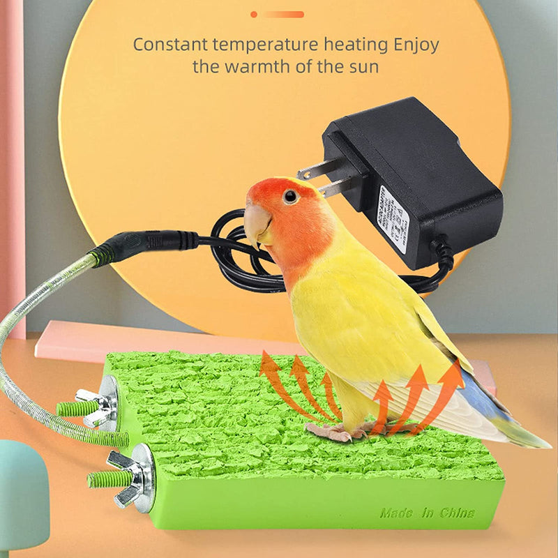 Heating Parrot Perch Platform, Heating Bird Perch Platform Constant Temp 5W Safe Small Pet Warm Stand Board for Parrot Hamster Chinchilla, 100‑240V, 5.2 X 3.3 X 1In(
