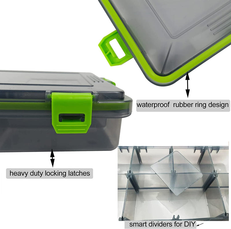 2PC Aventik Waterproof Fishing Tackle Boxes Hooks Storage Trags Organizer Box Transparent Adjustable Dividers Hold Terminal Fishing Tackle and Lure Box(3600L-2Pc Green) Sporting Goods > Outdoor Recreation > Fishing > Fishing Tackle Aventik   