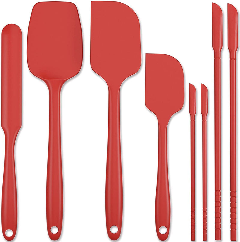 Silicone Spatula, Forc 8 Packs 600°F Heat Resistant BPA Free Nonstick Cookware Dishwasher Safe Flexible Lightweight, Food Grade Silicone Cooking Utensils Set for Baking, Cooking, and Mixing Black Home & Garden > Kitchen & Dining > Kitchen Tools & Utensils Forc Red  