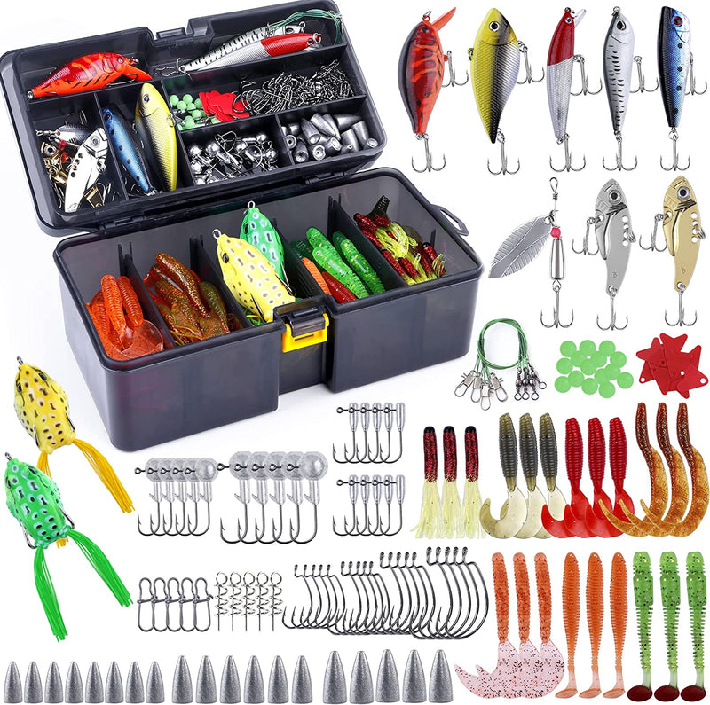 PLUSINNO 201Pcs Fishing Accessories Kit, Fishing Tackle Box with Tackle Included, Fishing Hooks, Fishing Weights, round Split Shot，Fishing Gear for Bass, Trout, Catfish Sporting Goods > Outdoor Recreation > Fishing > Fishing Tackle > Fishing Baits & Lures PLUSINNO 210PCS Fishing Lures Baits  