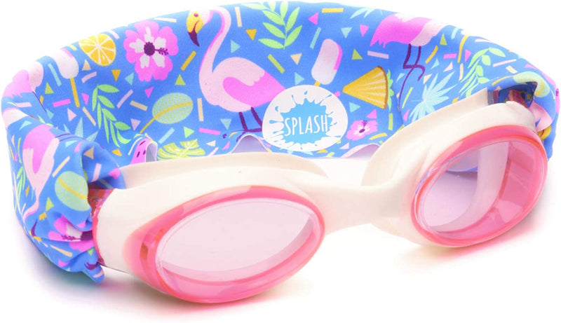 SPLASH SWIM GOGGLES with Fabric Strap - Pink & Purples Collection- Fun, Fashionable, Comfortable - Adult & Kids Swim Goggles