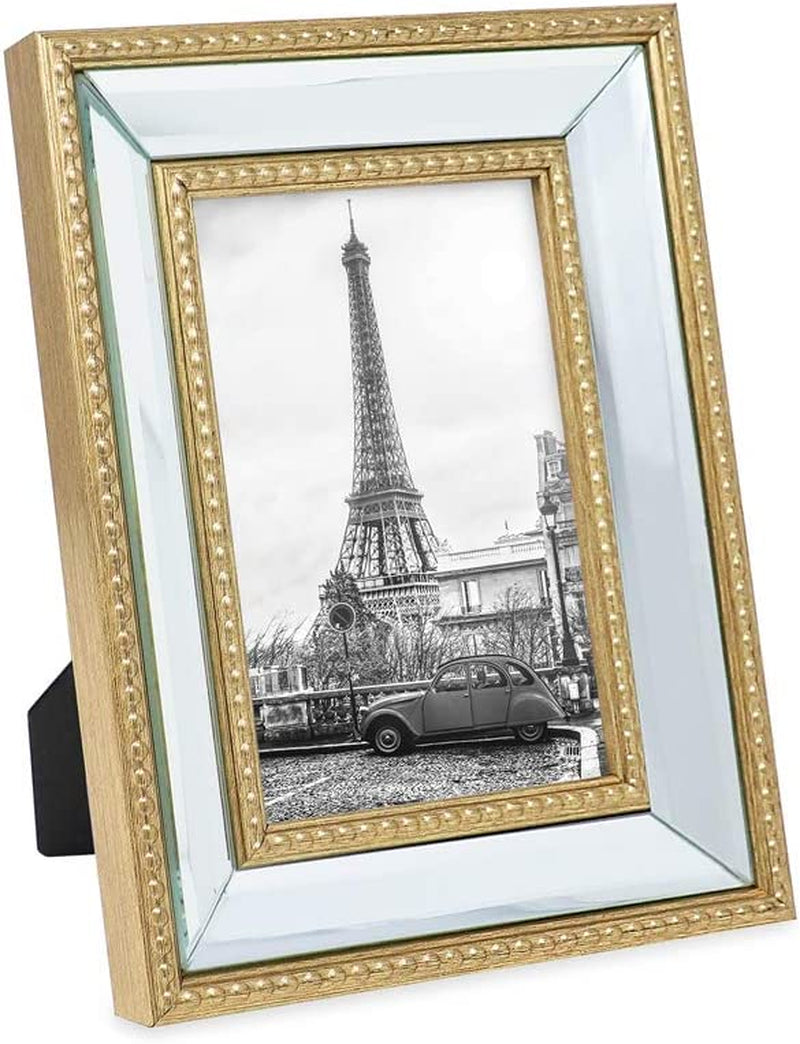 Isaac Jacobs 11X14 (8X10 Mat) Champagne Mirror Bead Picture Frame - Classic Mirrored Frame with Dotted Border Made for Wall Display, Photo Gallery and Wall Art (11X14 (8X10 Mat), Champagne) Home & Garden > Decor > Picture Frames Isaac Jacobs International Gold 4x6 