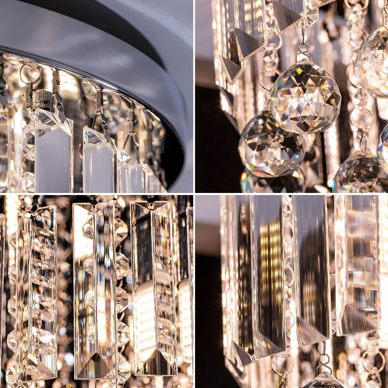 Crystal Chandelier Light Fixtures Crystal Chandeliers for Bedroom Living Room Hallway Bar Dining Room 8 Lights Modern Chrome Crystal Flush Mount Ceiling Light 15.75'' Width（G9 Bulbs Excluded） Home & Garden > Lighting > Lighting Fixtures > Chandeliers Merexcint   