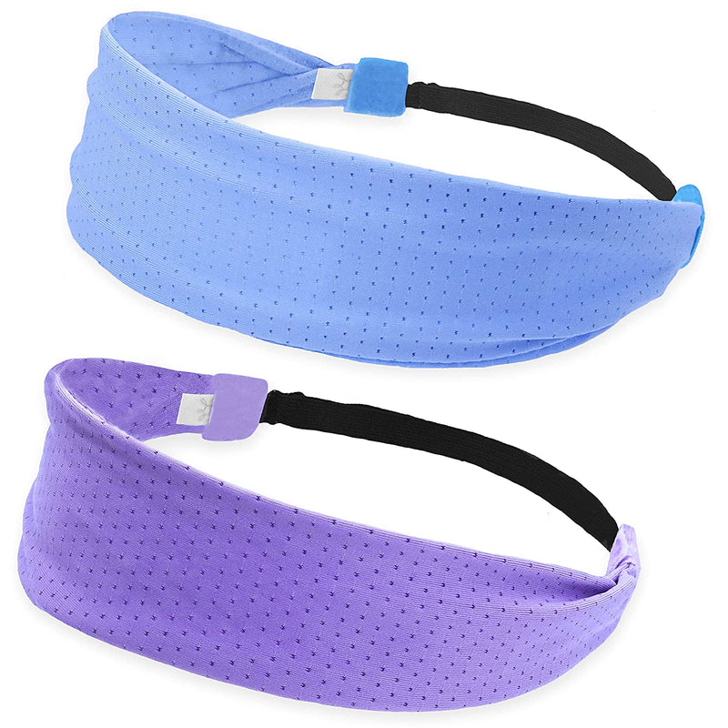 FROG SAC 2 Sport Headbands for Girls, Adjustable Non Slip Athletic Sports Hair Bands for Women, Teen Girl Black and Gray Nonslip Stretch Elastic Workout Mesh Headband for Yoga Running Exercise Soccer Sporting Goods > Outdoor Recreation > Winter Sports & Activities FROG SAC Blue/Purple  