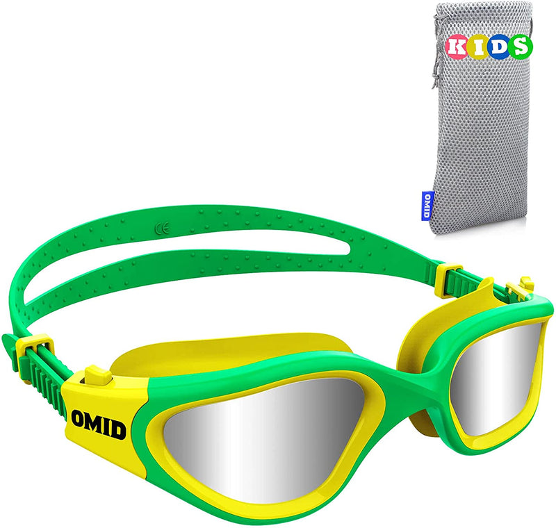 Kids Swim Goggles, OMID Comfortable Polarized Anti-Fog Swimming Goggles Age 6-14 Sporting Goods > Outdoor Recreation > Boating & Water Sports > Swimming > Swim Goggles & Masks OMID A5-polarized Silver - Green Frame  
