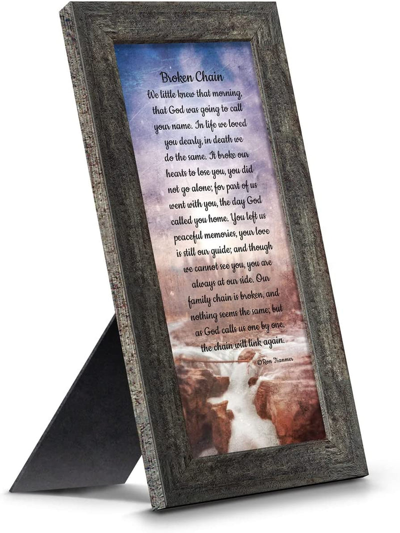 Sympathy Gift in Memory of Loved One, Memorial Picture Frames for Loss of Loved One, Memorial Grieving Gifts, Condolence Card, Bereavement Gifts for Loss of Mother, Father, Broken Chain Frame, 6382BW Home & Garden > Decor > Picture Frames Crossroads Home Décor Barnwood 4x10 