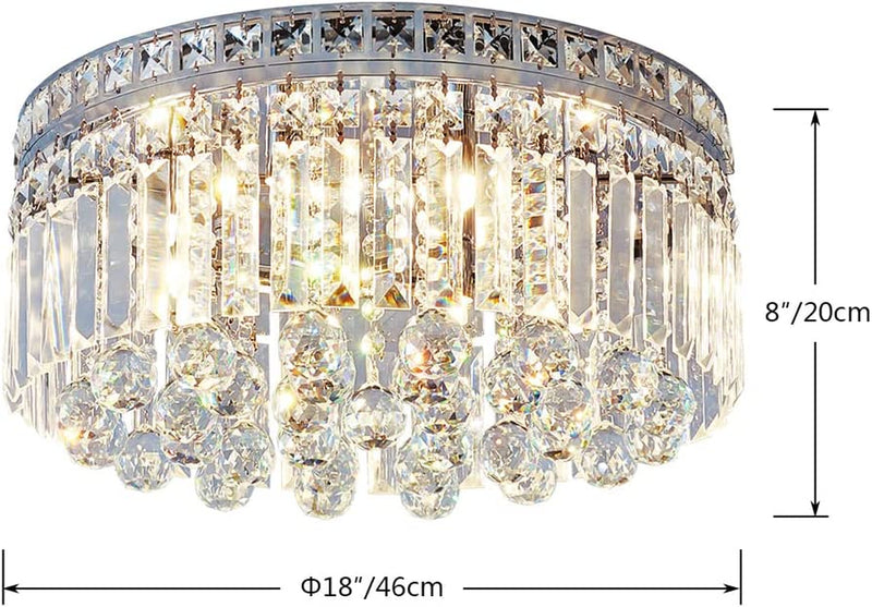 Saint Mossi 8-Lights Crystal Chandelier Light Fixture with K9 Crystals,Modern Flush Mount Ceiling Light Fixtures Modern Chandelier for Bedroom,Dining Room,Livingroom,H8 X D18