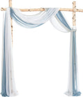 Ling'S Moment 2 Panels 30" Wide 6 Yards Chiffon Fabric Drapery Wedding Arch Draping Fabric Ceremony Reception Swag (White & Dusty Blue) Home & Garden > Decor > Window Treatments > Curtains & Drapes Ling's Moment Dusty Blue & Cool Grey & White 20ft 