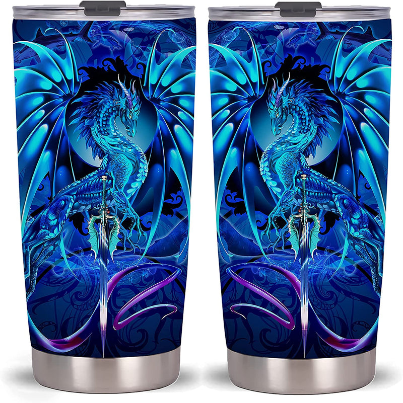 Qdkva Tropical Flower 20Oz Tumbler Cup Vacuum Insulated Stainless Steel Coffee Travel Mug with Lid Good Things Will Happen (Black Tropical Flower) Home & Garden > Kitchen & Dining > Tableware > Drinkware Qdkva Blue  