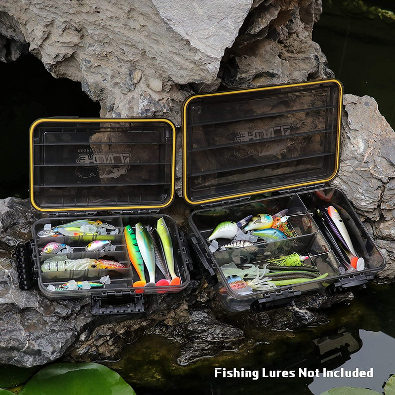 RUNCL Fishing Tackle Box, Waterproof Floating Airtight Stowaway, 3600/3700 Tray with Adjustable Dividers, Sun Protection, Thicker Frame, Fishing Storage Lure Box for Freshwater Saltwater, 2PCS Sporting Goods > Outdoor Recreation > Fishing > Fishing Tackle RUNCL   
