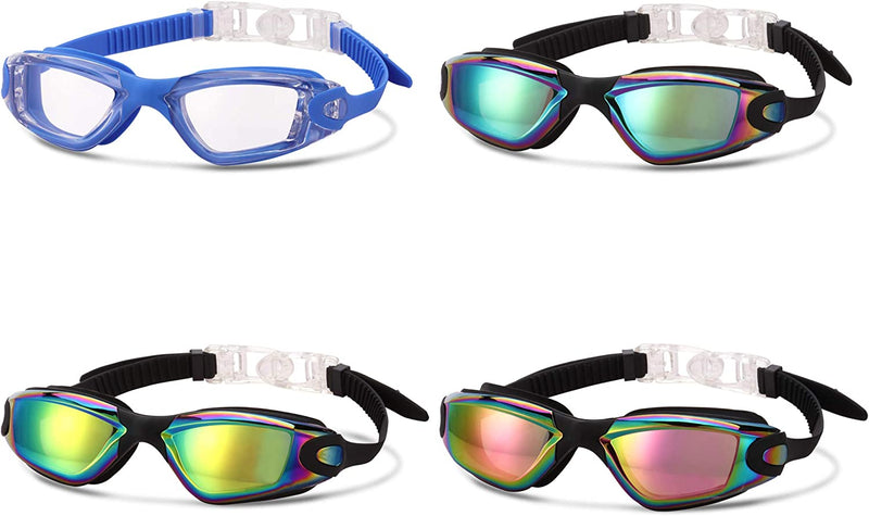 Romoc 4 Pack Kids Swim Goggles Ages 6-14 UV Protection anti Fog No Leaking Pool Swimming Goggles for Boys Girls Youth Sporting Goods > Outdoor Recreation > Boating & Water Sports > Swimming > Swim Goggles & Masks Romoc 2 Blue+black+rose Red  
