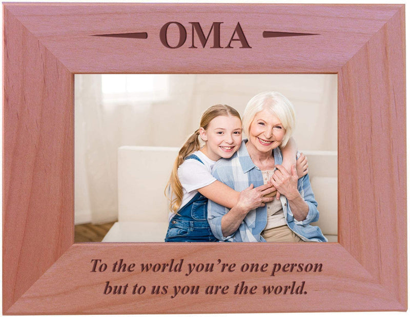 Customgiftsnow Oma - to the World You'Re One Person but to Us You Are the World - Engraved Wood Picture Frame (5X7 Horizontal) Home & Garden > Decor > Picture Frames CustomGiftsNow 4x6 Horizontal  