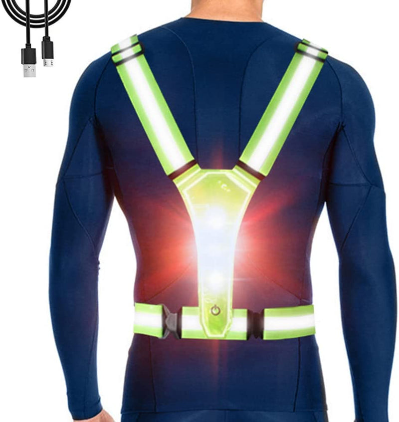 LED Reflective Running Vest, High Visibility Warning Lights for Runners, Adjustable Elastic Safety Gear Accessories for Men/Women Night Running, Walking, Cycling/Biking Sporting Goods > Outdoor Recreation > Winter Sports & Activities NTZS rechargeable  