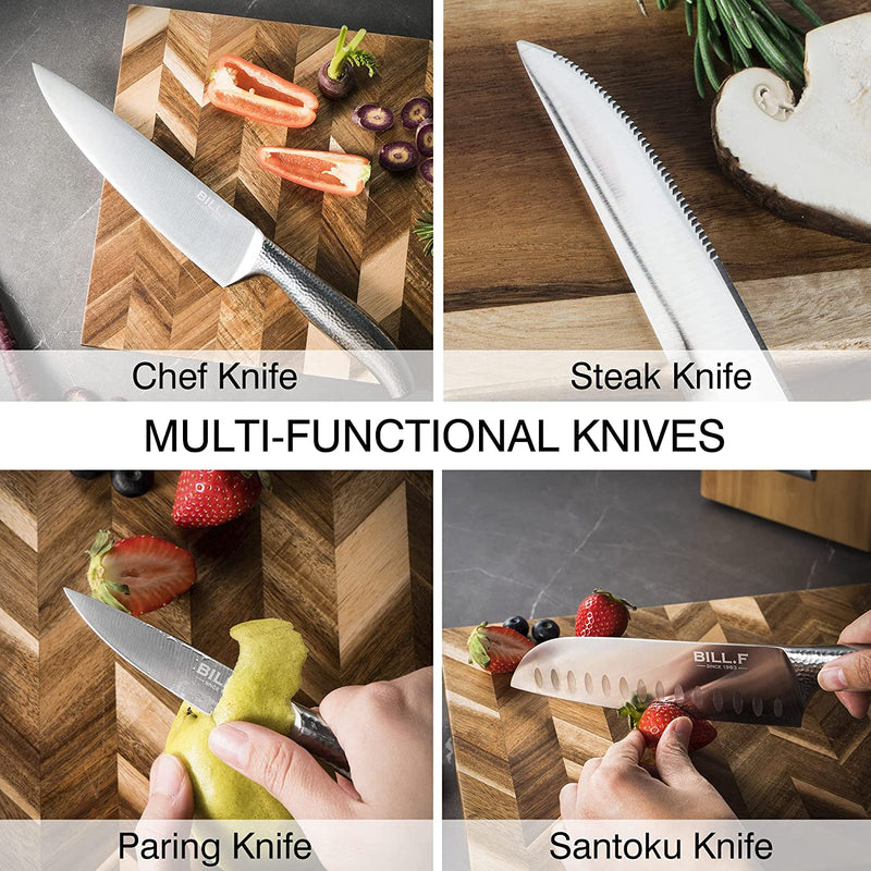 Knife Sets for Kitchen with Block, BILL.F 18 Pieces Set of Knives for Kitchen with Block and Sharpener, Stainless Steel Knife Set with Steak Knives Set of 8 and Scissors Chef Knife Professional Home & Garden > Kitchen & Dining > Kitchen Tools & Utensils > Kitchen Knives BILL.F   