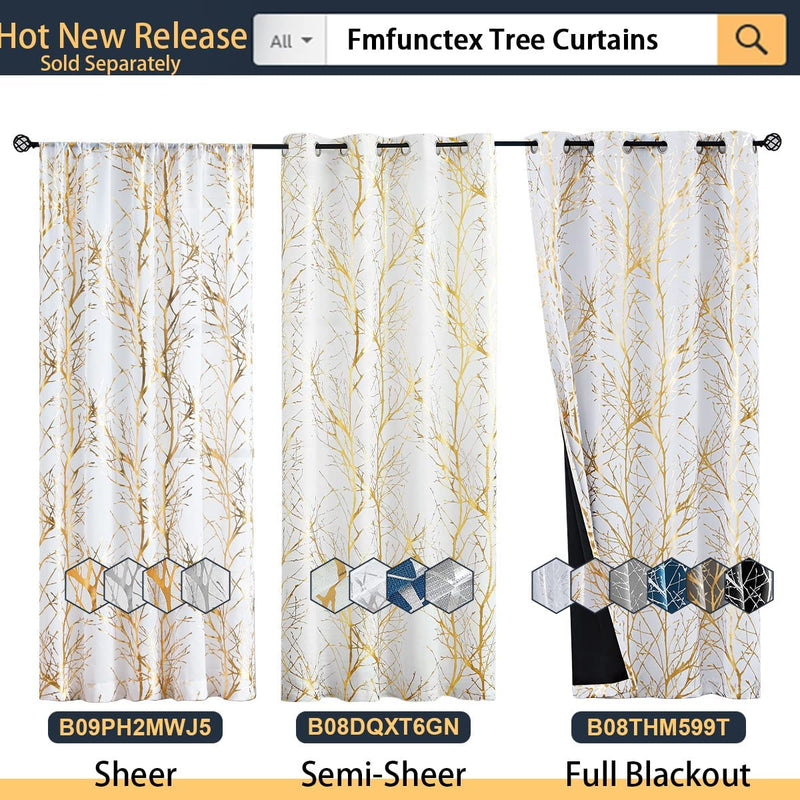 FMFUNCTEX Branch Grey Blackout Curtain Panels for Bedroom 84" Foil Gold Tree Branch Window Curtains Metallic Print Energy Efficient Thermal Curtain Drapes for Guest Living Room Grommet Top 2 Panels Home & Garden > Decor > Window Treatments > Curtains & Drapes FMFUNCTEX   