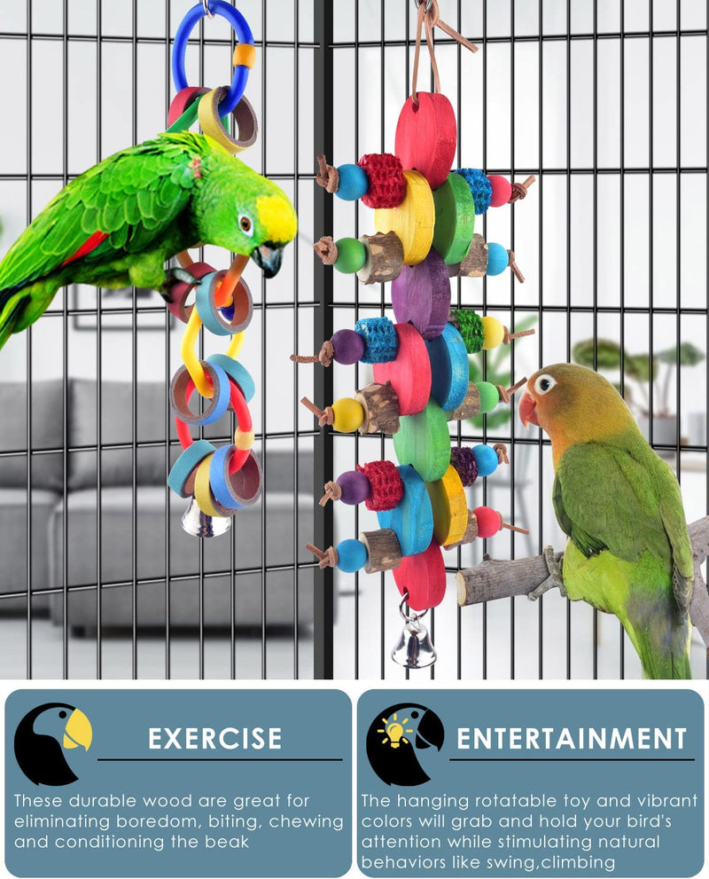 Bissap 2PCS Bird Chew Toys, Multicolored Bagel Cascade Bird Parrot Toy Biting Paper Cardboard Olympic Rings Conures Toys for Cockatiels Cockatoos Macaws and Similar Sized Pet Birds