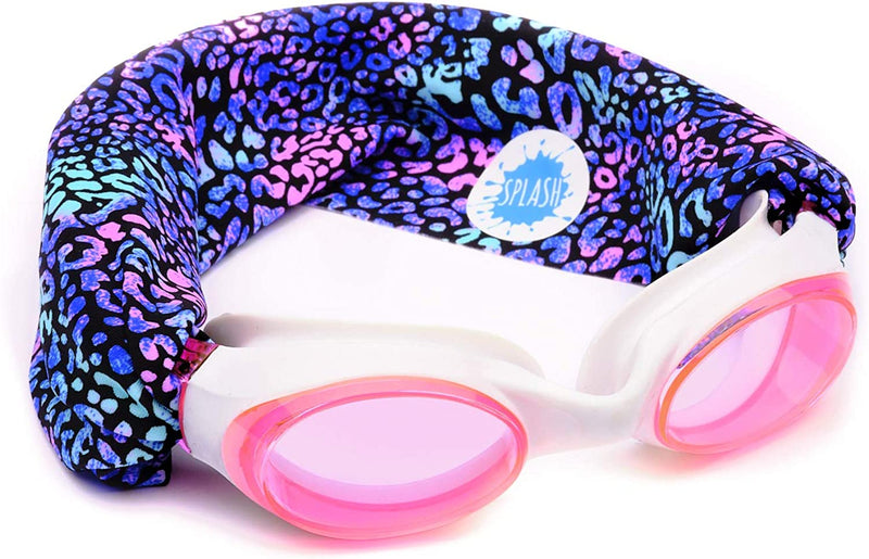 SPLASH SWIM GOGGLES with Fabric Strap - Pink & Purples Collection- Fun, Fashionable, Comfortable - Adult & Kids Swim Goggles
