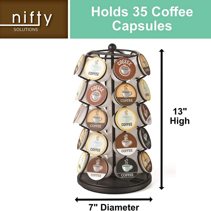Nifty Coffee Pod Carousel – Compatible with K-Cups, 35 Pod Pack Storage, Spins 360-Degrees, Lazy Susan Platform, Modern Black Design, Home or Office Kitchen Counter Organizer Home & Garden > Household Supplies > Storage & Organization NIFTY   
