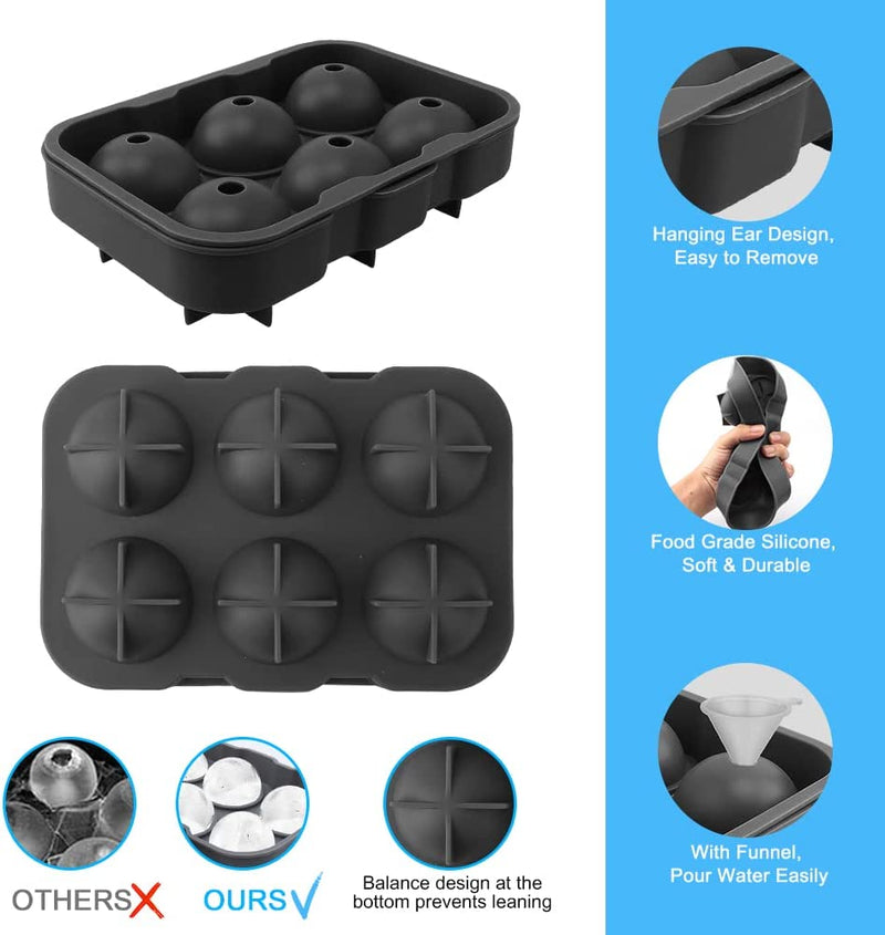 Silicone Ice Cube Trays round Ice Cube Mold Spheres Ice Ball Maker (6 round Ice Ball Black) Home & Garden > Kitchen & Dining > Barware DOXISHRUKY Lucky Shop1234   