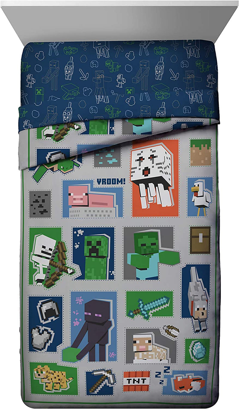 Jay Franco MINECRAFT Patchwork Mobs 7Pc Full Bed Set - Includes Comforter&Sheet Set-Bedding Features Creeper, Ghost, Zombie,&Enderman-Super Soft Fade Resistant Microfiber (Official Minecraft Product) Home & Garden > Linens & Bedding > Bedding Jay Franco & Sons, Inc.   