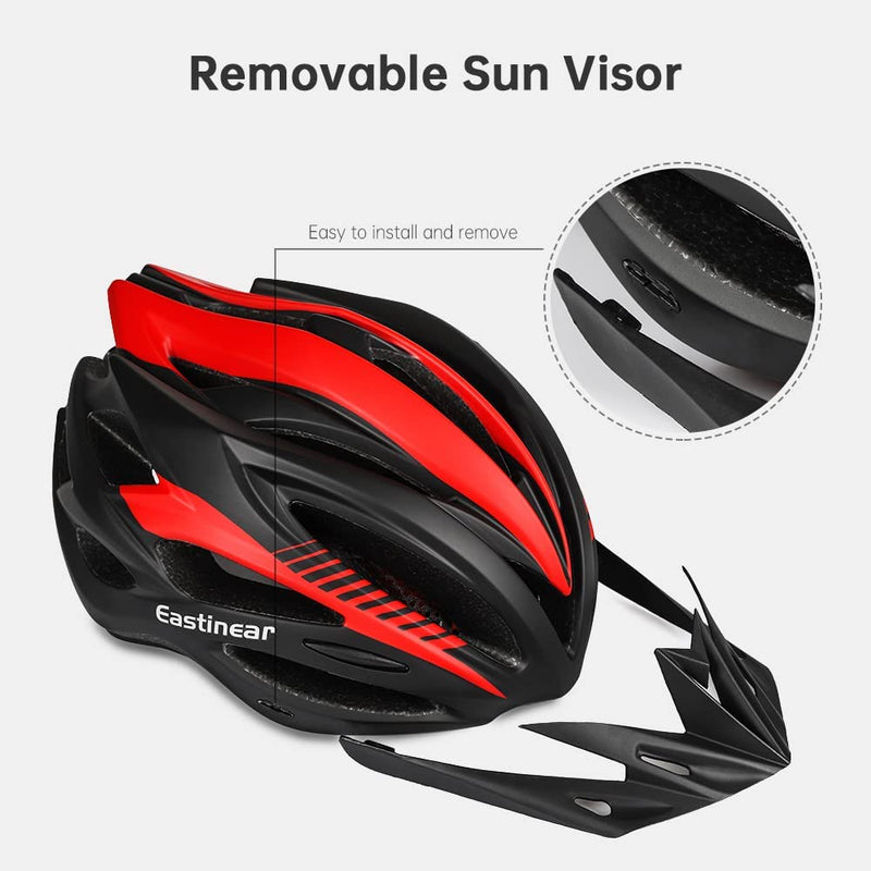 EASTINEAR Bike Helmets for Men and Women, Adults Bicycle Helmets with Detachable Visor, Helmet with Rechargeable Rear Light for Cycling Sporting Goods > Outdoor Recreation > Cycling > Cycling Apparel & Accessories > Bicycle Helmets EASTINEAR   