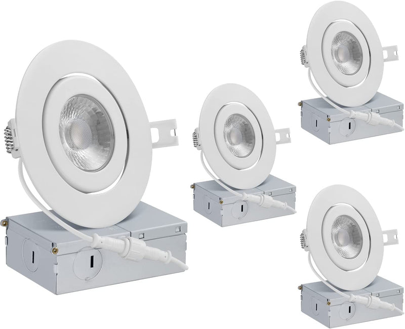 QPLUS 4 Inch Ultra-Thin Adjustable Eyeball Gimbal LED Recessed Lighting with Junction Box/Canless Downlight, 10 Watts, 750Lm, Dimmable, Energy Star and ETL Listed (5000K Day Light, 12 Pack) Home & Garden > Lighting > Flood & Spot Lights QPLUS 4000K Cool White 4 Pack 
