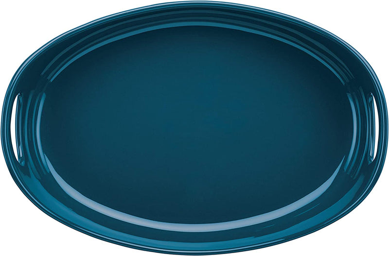Rachael Ray Ceramics Bubble and Brown Oval Baker Set, 2-Piece, Marine Blue
