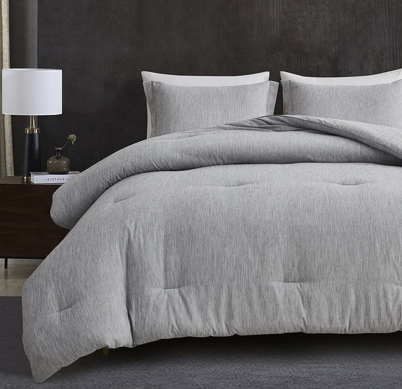 Maple&Stone Queen Comforter Set-3 Piece Cationic Dyeing Soft Grey Comforter Sets - Lightweight All Season down Alternative Duvet Insert with Shams (Grey, 88"X88") Home & Garden > Linens & Bedding > Bedding > Quilts & Comforters Maple&Stone   