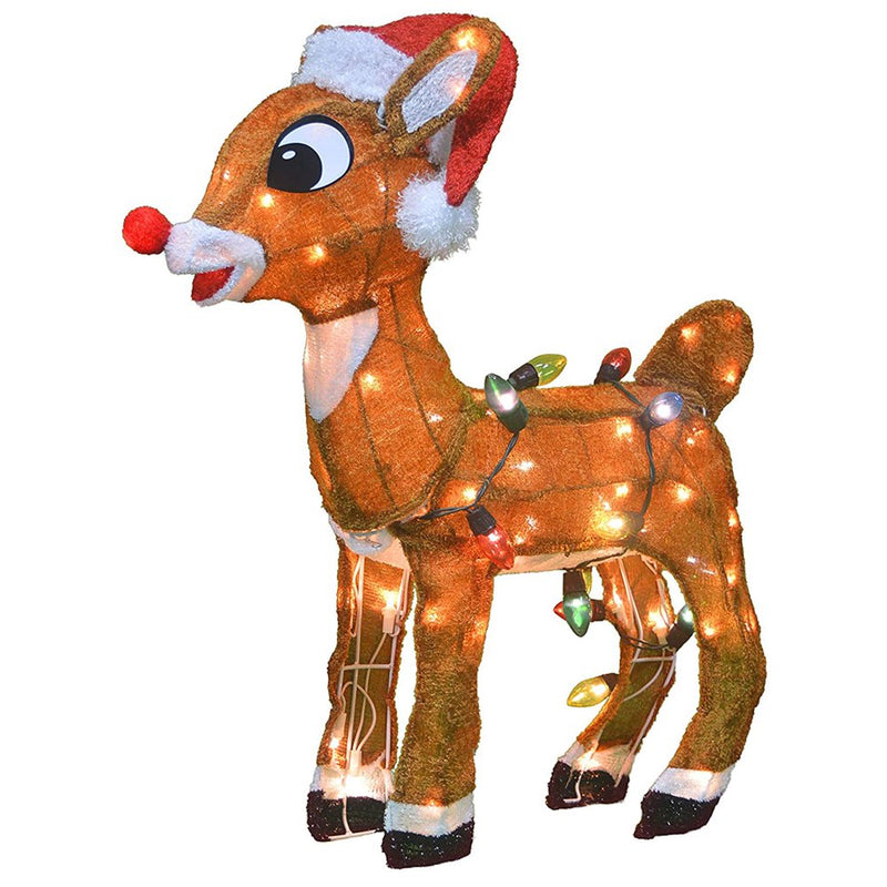 Light-Up Deer with Christmas Hat Holiday Decoration, Christmas Atmosphere LED Christmas Outdoor Decorations with Light for Garden Patio Lawn Home & Garden > Decor > Seasonal & Holiday Decorations& Garden > Decor > Seasonal & Holiday Decorations Gupgi 20*15CM Brown 
