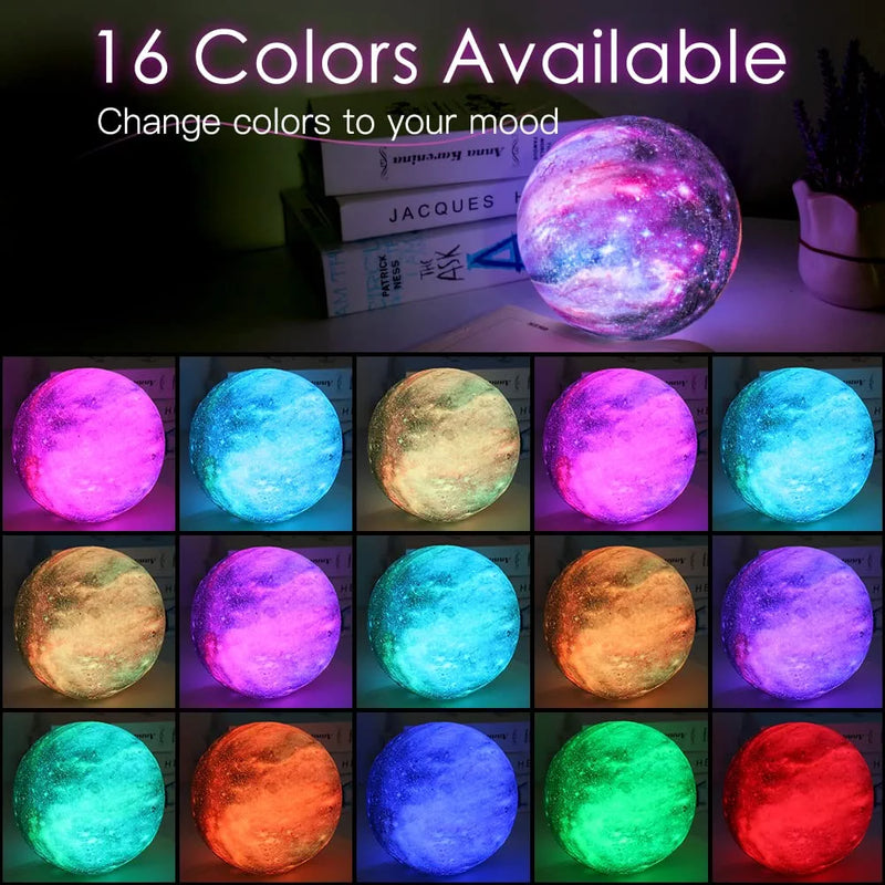 TOOGE 5.9 Inch 16 Colors Moon Lamp Lava Lamp Night Lights for Kids Room Galaxy Mood Light 3D Moon Light for Room Décor/Bedroom Gift for Kids/Boys/Girls/Teen/Women/Adults Birthday Christmas Home & Garden > Lighting > Night Lights & Ambient Lighting TOOGE   