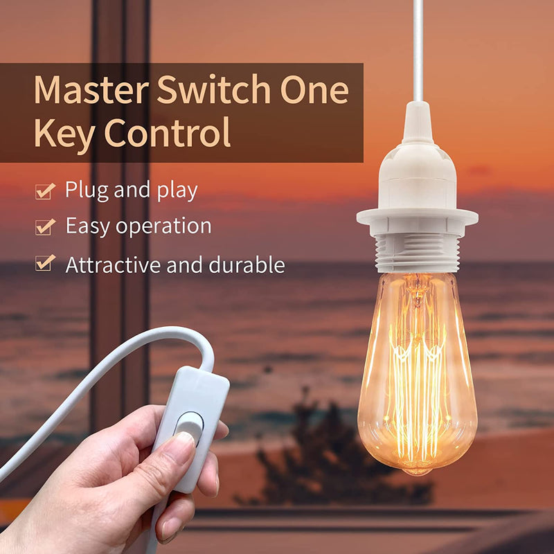 Plug in Pendant Light 15Ft Hanging Pendant Light with Switch E26 Socket Set White Home & Garden > Lighting > Lighting Fixtures JQWAFT   