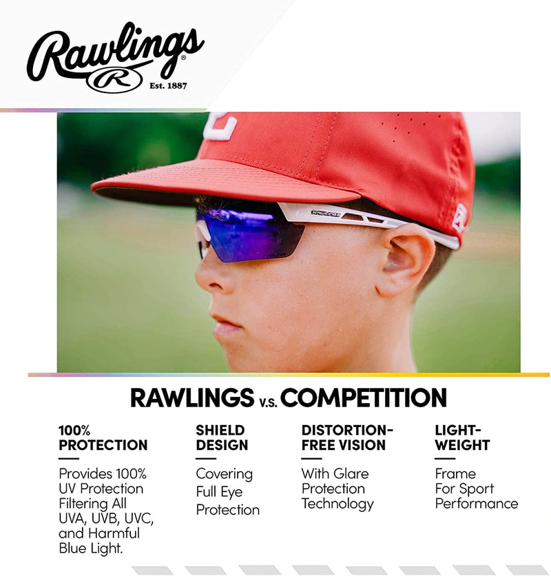 RAWLINGS RY134 Youth Baseball Shielded Sunglasses Lightweight Sports Youth Sport Sporting Goods > Outdoor Recreation > Winter Sports & Activities Rawlings   