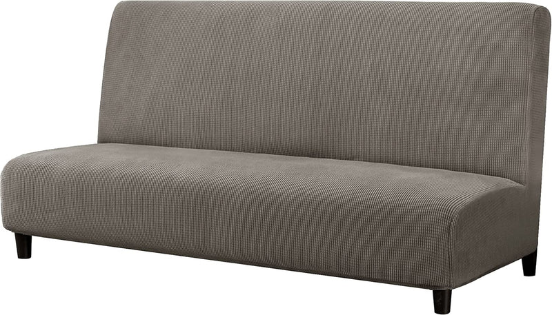 Subrtex Stretch Armless Sofa Slipcover Foldable Futon Cover Sofa Bed Washable Removable Furniture Protector (Celadon) Home & Garden > Decor > Chair & Sofa Cushions SUBRTEX Taupe  