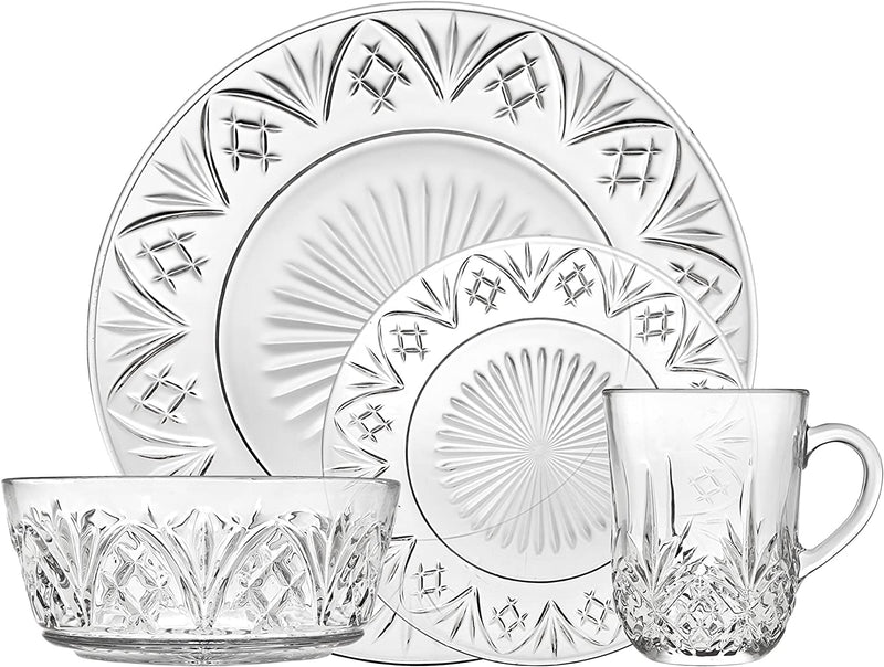 Godinger Dublin Dinnerware Set - Includes Dinner Plates, Dessert Plates, Bowls and Mugs - Set of 16