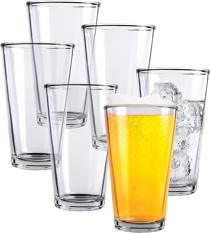 Clear Glass Beer Cups – 4 Pack – All Purpose Drinking Tumblers, 16 Oz – Elegant Design for Home and Kitchen – Lead and BPA Free, Great for Restaurants, Bars, Parties – by Kitchen Lux Home & Garden > Kitchen & Dining > Tableware > Drinkware Kitchen Lux 6  