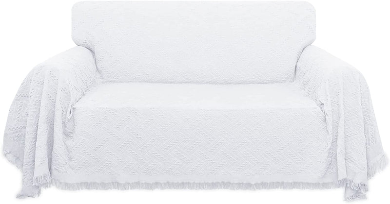 Easy-Going Geometrical Jacquard Sofa Cover, Couch Covers for Armchair Couch, L Shape Sectional Covers for Dogs, Washable Luxury Bed Blanket, Furniture Protector for Pets,Kids(71X 102 Inch,Ivory) Home & Garden > Decor > Chair & Sofa Cushions Easy-Going White Medium 
