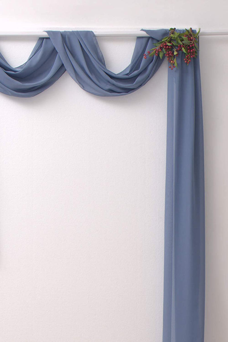 Socomi 2 Panels Dusty Blue Chiffon Wedding Arch Drapes 6 Yards Solid Wedding Arch Curtains for Backdrop Curtain Decorations Home & Garden > Decor > Window Treatments > Curtains & Drapes Socomi   
