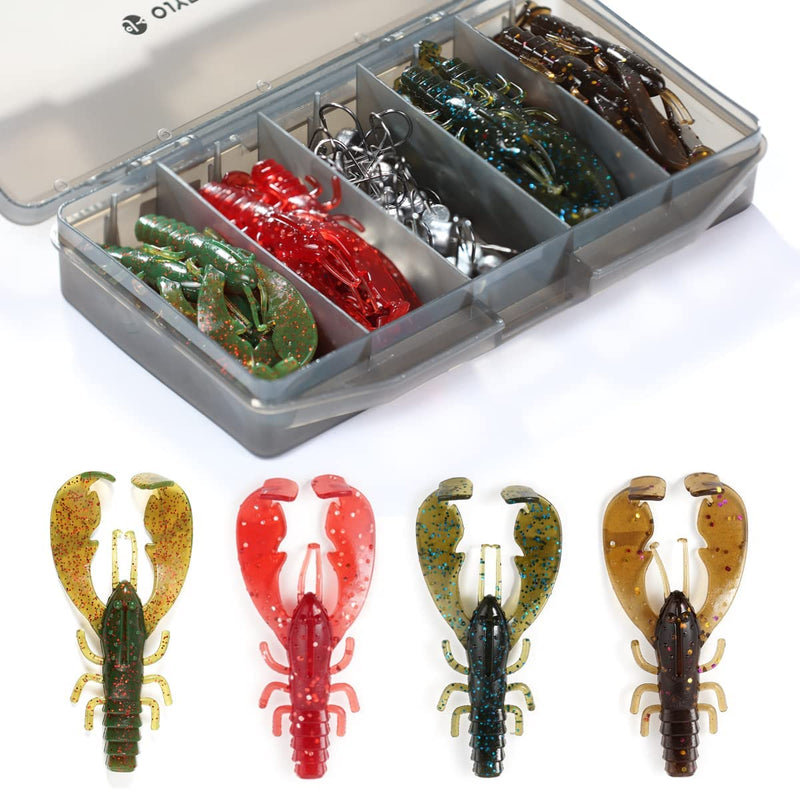 Ned Rig Baits with Jig Heads Kit,Trd Soft Plastic Worms for Bass Fishing with Ned Rig Hooks 35/44Pcs Sporting Goods > Outdoor Recreation > Fishing > Fishing Tackle > Fishing Baits & Lures OJYDOIIIY Crawfish Kit  