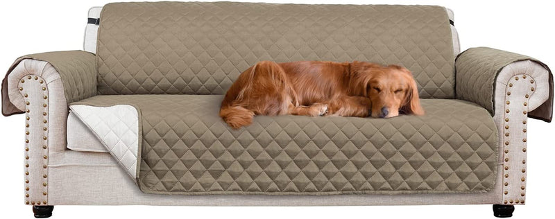 JOYELF Oversize Sofa Slipcover Reversible Sofa Cover, Water Resistant Couch Cover for Dogs Furniture Protector with Elastic Straps for Pets Kids - Brown&Beige Home & Garden > Decor > Chair & Sofa Cushions JOYELF Brown/Beige 78" 