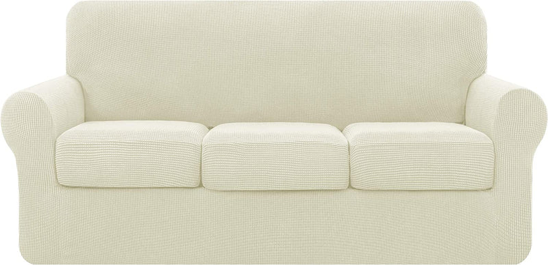 Symax Couch Cover Sofa Slipcover Chair Slipcover 2 Piece Sofa Covers Couch Slipcover Stretch Furniture Protector Washable (Chair, Ivory) Home & Garden > Decor > Chair & Sofa Cushions SyMax Ivory Large 