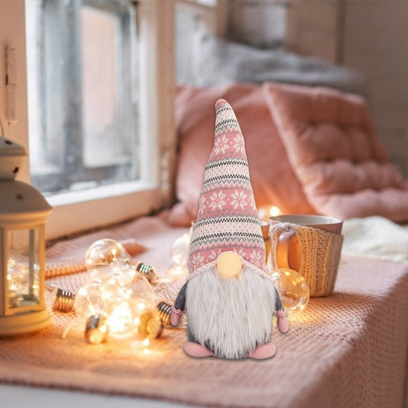 Soonbuy 2Pcs Plush Christmas Gnomes with LED Light (8 In) for Winter Holiday Home Decorations (Pink & Gray) Home & Garden > Decor > Seasonal & Holiday Decorations Soonbuy Pink  