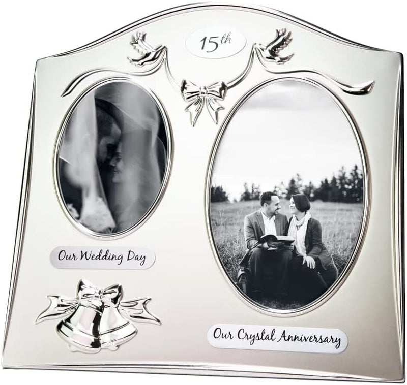 Haysom Interiors Traditional Two Tone Silver Plated 25Th Silver Anniversary Double Picture Frame Home & Garden > Decor > Picture Frames Haysom Interiors 15th  