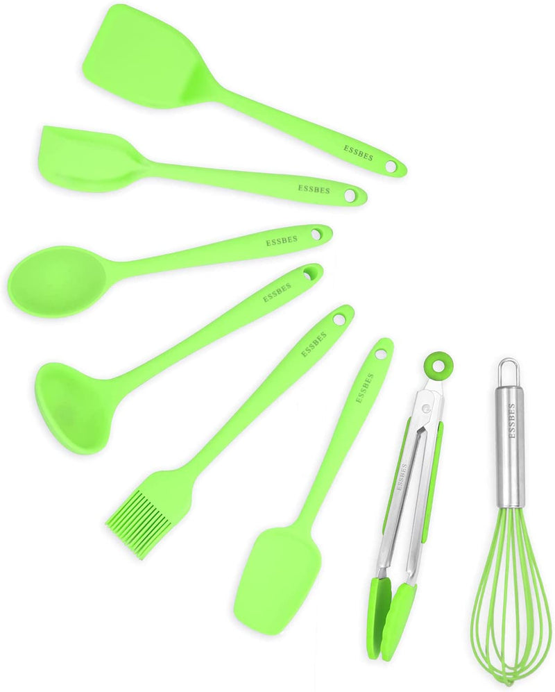 ESSBES Silicone Mini Kitchen Utensils Set of 8 Small Kitchen Tools Nonstick Cookware with Hanging Hole (Blue) Home & Garden > Kitchen & Dining > Kitchen Tools & Utensils ESSBES Green  