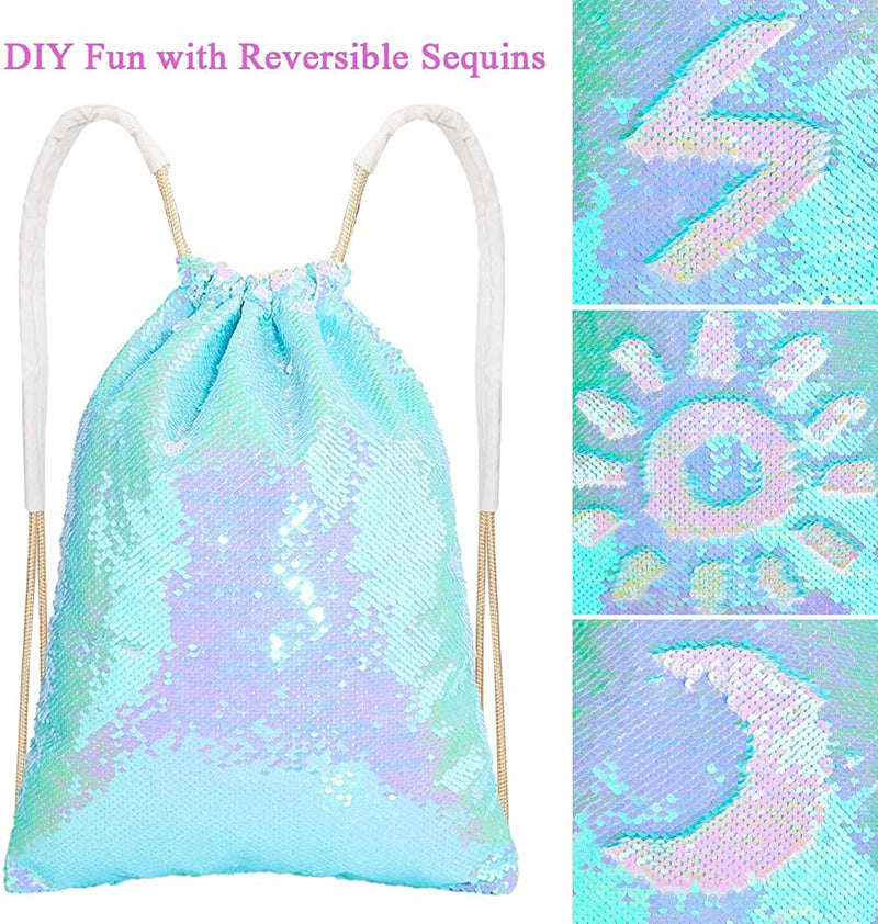 MHJY Sparkly Sequin Drawstring Bag,Mermaid Sequin Backpack Glitter Sports Dance Bag Shiny Travel Backpack Home & Garden > Household Supplies > Storage & Organization touchhome   