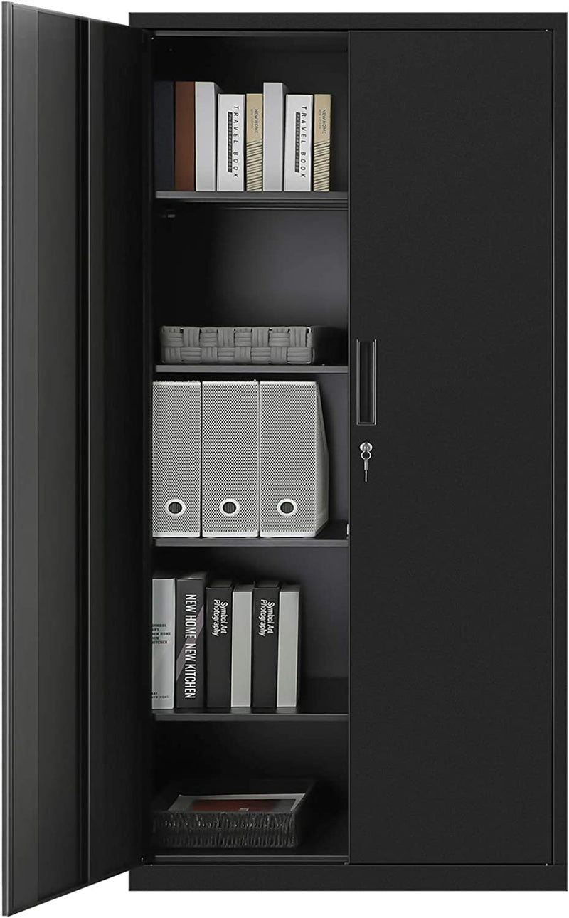 SONGMICS Garage Cabinet, Metal Storage Cabinet with Doors and Shelves, Office Cabinet for Home Office, Garage and Utility Room Black UOMC015B01 Home & Garden > Household Supplies > Storage & Organization SONGMICS   